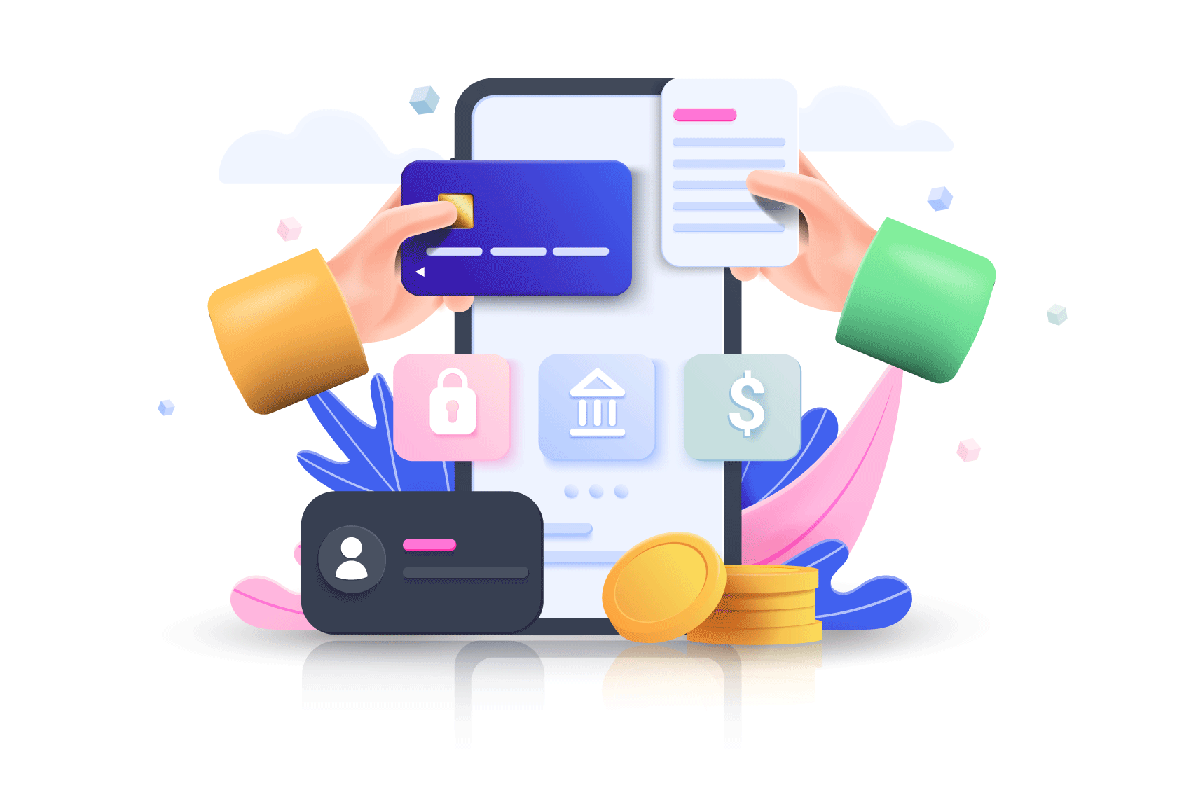 Modern-3d-illustration-of-M-commerce-concept